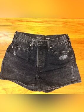 Old Navy Black Washed Distressed Jean Shorts